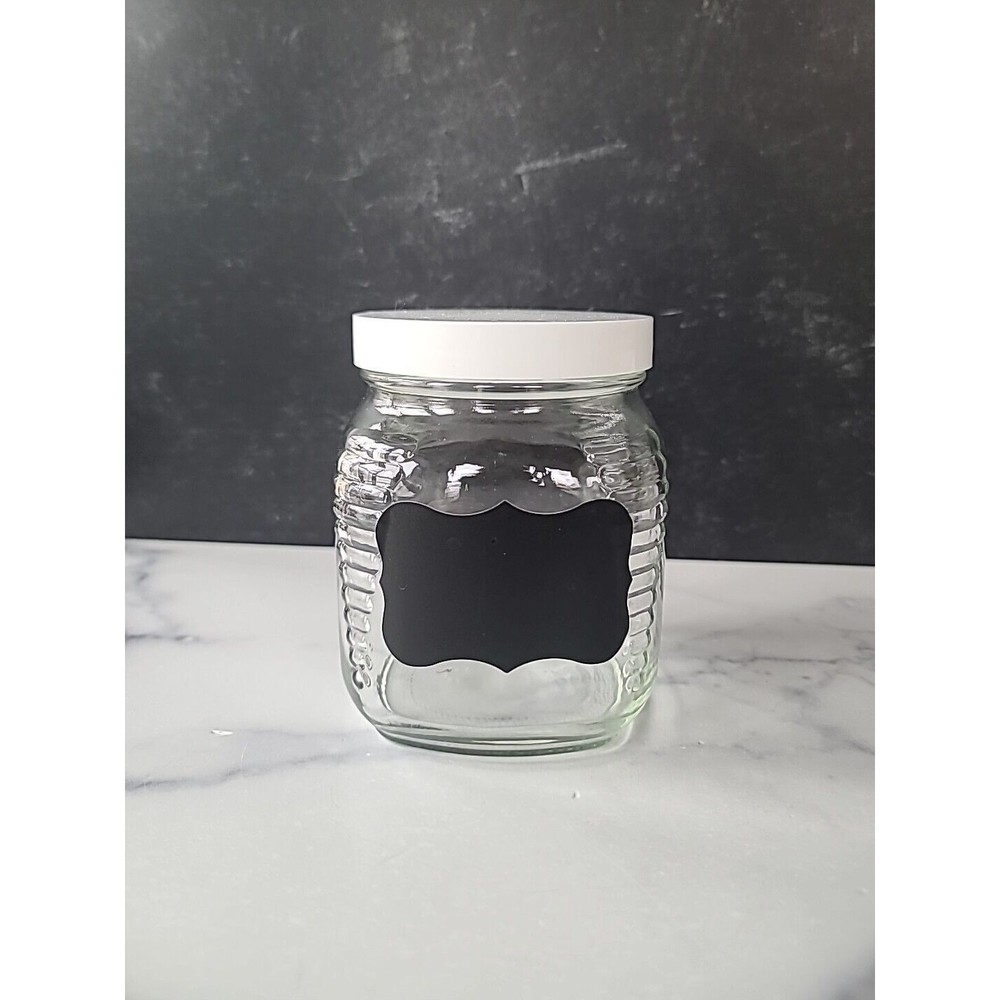 Lidded Clear Glass Jar With Chalk Board Label